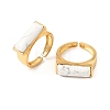 Brass with Natural Howlite Cuff Open Rings for Women GG-CBA0B5A-04G-04-4