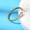 304 Stainless Steel & Natural Shell & Imitation Pearl Cuff Rings for Women RJEW-G372-01G-06-2
