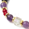 Natural Amethyst and Natural Black Onyx Stretch Bracelets BJEW-JB11113-3