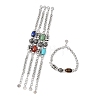 Natural & Synthetic Mixed Gemstone Beaded Link Bracelet BJEW-M295-02P-1