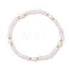 Natural Rose Quartz & Cultured Freshwater Pearl Beads Stretch Bracelets for Women BJEW-JB12734-01-2