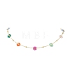 Brass & Glass Colorful Flower Link Chain Necklaces for Women NJEW-JN05454-2