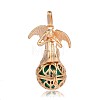 Golden Plated Brass Hollow Round Cage Pendants KK-J249-07G-1