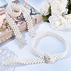 2Pcs 2 Style ABS Plastic Pearl Braided Stretch Chain Belts with Alloy Oval Clasp AJEW-CP0001-66-6