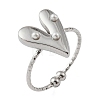 304 Stainless Steel & Plastic Pearl Cuff Open Rings SA-G002-01P-2