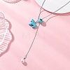 Dyed Synthetic Turquoise Horse with Shell Pearl Beads Pendant Necklaces NJEW-JN05895-01-1