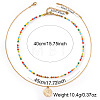 Boho Colorful Glass Seed Beaded Double Layer Necklaces with Stainless Steel Religion Saint Benedict Medal Pendant OL9548-1-4