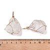 Raw Rough Natural Quartz Crystal Copper Wire Wrapped Big Pendants G-B077-01G-03-3