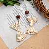 Bohemian Wood & Rattan Wood Woven Dangle Earrings WG8783F-02-1