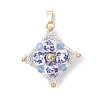 Handmade Flower Printed Porcelain Ceramic Pendants PALLOY-MZ01252-1