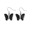 Natural Obsidian Brass Dangle Earrings EJEW-M081-01P-08-2