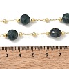 Natural Moss Agate Faceted Flat Round Beaded Chain Necklaces with Matte Brass Beads GG-CBA37F5-01G-03-5
