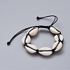 Natural Cowrie Shell Braided Beads Bracelets X-BJEW-JB05057-01-1