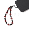 Round Natural Lava Rock & Heart Glass Beaded Mobile Straps HJEW-TA00027-5