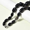 Dyed Natural Agate Cuboid Graduated Beaded Necklaces with Alloy Clasps NJEW-C113-01B-3