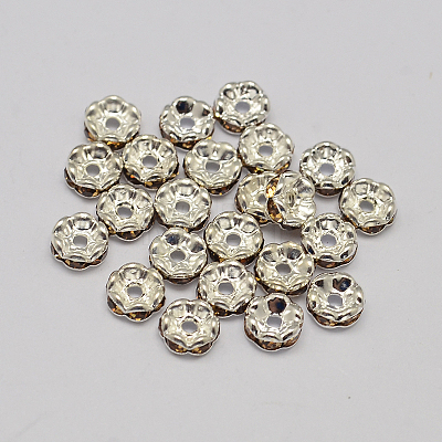 Rondelle Wave Brass Rhinestone Spacer Beads RB-D307-06-1
