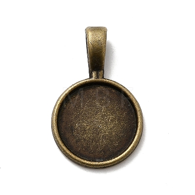 Flat Round Alloy Pendant Cabochon Settings PALLOY-N0088-27AB-NF-1