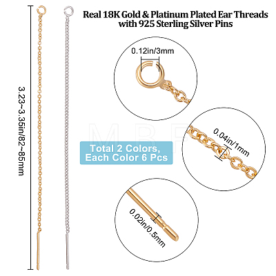 12Pcs 2 Colors Brass Stud Earring Findings KK-BBC0004-06-1