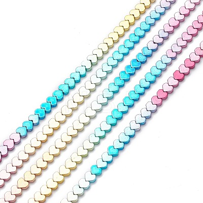 Rainbow Color Electroplate Non-magnetic Synthetic Hematite Beads Strands G-L489-E01-1