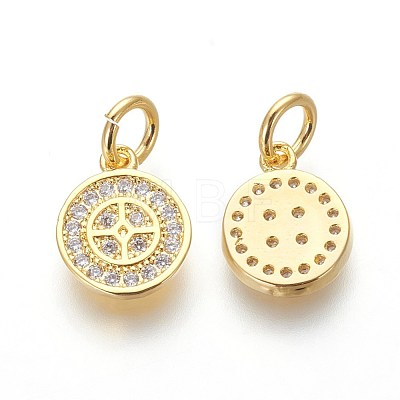 Brass Micro Pave Cubic Zirconia Charms ZIRC-J021-18G-RS-1