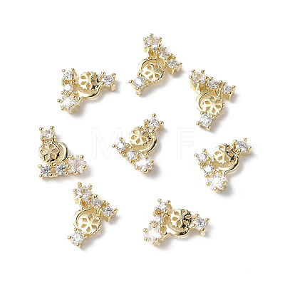 Brass Micro Pave Clear Cubic Zirconia Cabochons KK-A174-13G-1