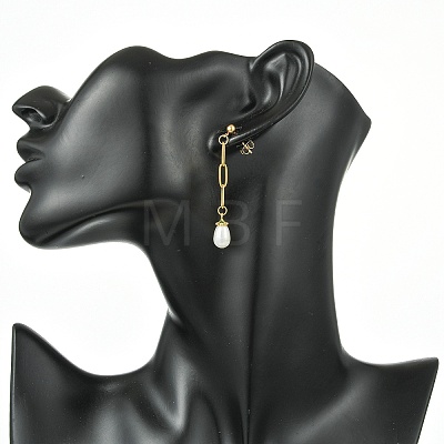 304 Stainless Steel Paperclip Stud Dangle Earring for Women EJEW-JE07186-1