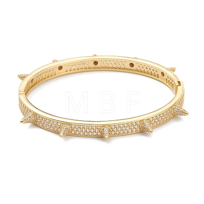 Brass Micro Pave Clear Cubic Zirconia Bangles BJEW-A116-02G-1