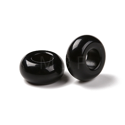 Natural Black Obsidian European Beads X-G-G740-14x8mm-34-1