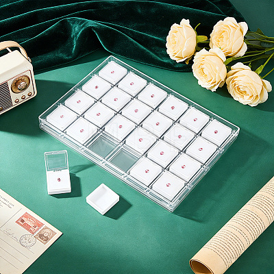24-Grid Transparent Acrylic Loose Diamond Package Organizer Boxes CON-WH0085-207A-1
