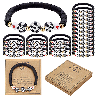 Handmade Polymer Clay Bead Stretch Bracelets BJEW-PH02038-1