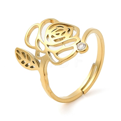 304 Stainless Steel with Cubic Zirconia Adjustable Rings RJEW-K245-48A-G-1