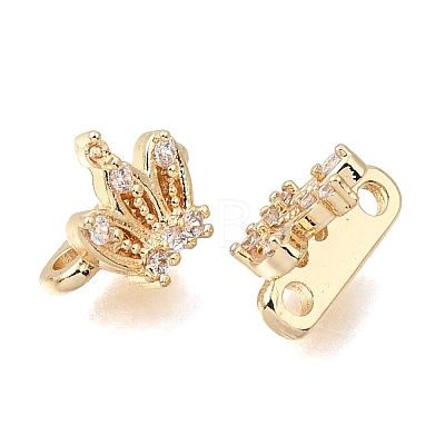 Brass Micro Pave Clear Cubic Zirconia 2-Loop Crown Spacer Bars KK-C258-16LG-1