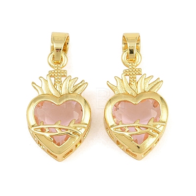 Brass Glass Pendants kk-P343-09F-G-1
