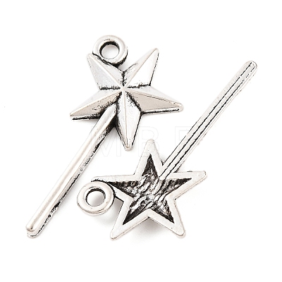 Fairy Tale Tibetan Style Alloy Magic Wand Pendants TIBEP-36112-AS-RS-1