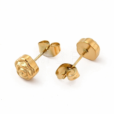 304 Stainless Steel Flower Stud Earrings for Women EJEW-C004-10G-1