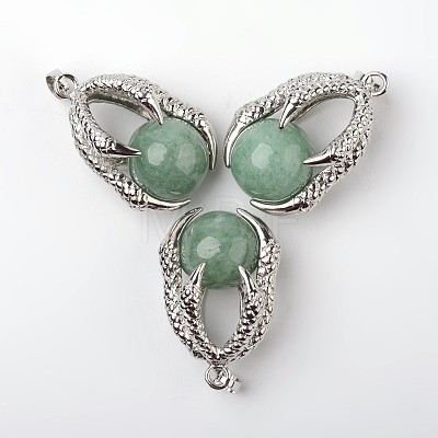 Eagle Claw Alloy Natural Green Aventurine Pendants G-L455-A15-1