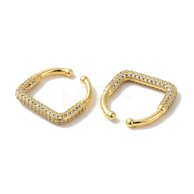 Rack Plating Rectangle Brass Micro Pave Cubic Zirconia Cuff Earrings for Women EJEW-P272-08G-1