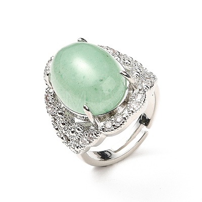 Natural Green Aventurine Adjustable Rings RJEW-P043-04P-20-1