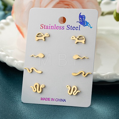 304 Stainless Steel Earring Sets EJEW-S248-03A-G-1