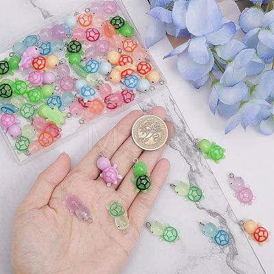 CHGCRAFT 60Pcs 10 Styles Luminous Transparent & Opaque Resin Pendants Sets RESI-CA0001-71-1