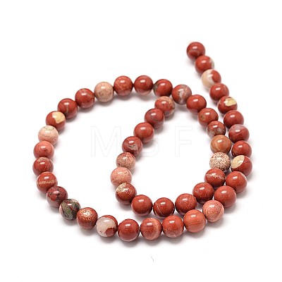 Natural Red Jasper Beads Strands G-P075-56-8mm-1