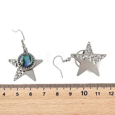 Paua Shell and 304 Stainless Steel Dangle Earrings EJEW-JE07471-03-1