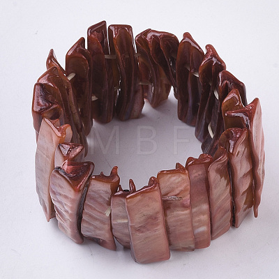 Freshwater Shell Beaded Stretch Bracelets BJEW-S278-002-1