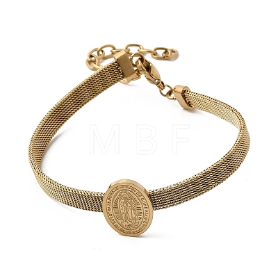 304 Stainless Steel Virgin Mary Bangles for Women BJEW-K295-01B-G-1