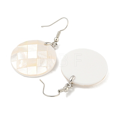 Rack Plating Brass Natural White Shell Dangle Earrings EJEW-N055-52A-1