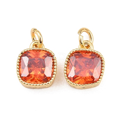 Brass Micro Pave Cubic Zirconia Charms KK-Q085-07G-04-1