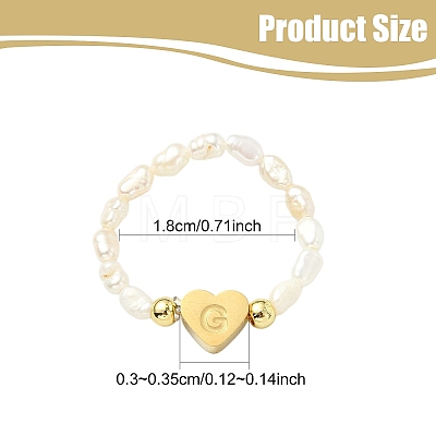 Natural Freshwater Pearl & 304 Stainless Steel Bead Finger Rings RJEW-FS00001-07-1