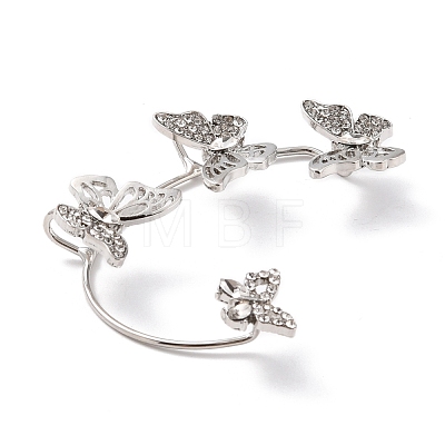 Butterfly Crystal Rhinestone Cuff Earrings for Girl Women Gift EJEW-F275-01A-P-1