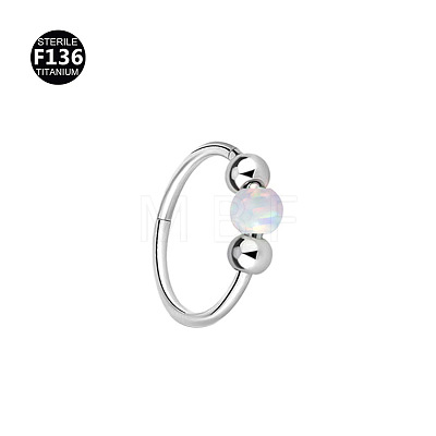 Titanium Alloy & Synthetic Opal Ball Hoop Nose Rings WGD306E-05-1