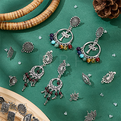 28Pcs 7 Styles Tibetan Style Alloy Stud Earring Findings TIBE-PH0002-61-1